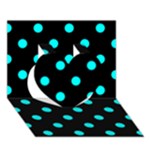Polka Dots - Aqua Cyan on Black Heart 3D Greeting Card (7x5)