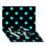 Polka Dots - Aqua Cyan on Black LOVE Bottom 3D Greeting Card (7x5)