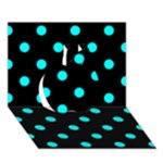Polka Dots - Aqua Cyan on Black Apple 3D Greeting Card (7x5)