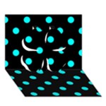 Polka Dots - Aqua Cyan on Black Clover 3D Greeting Card (7x5)
