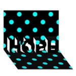 Polka Dots - Aqua Cyan on Black HOPE 3D Greeting Card (7x5)