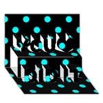 Polka Dots - Aqua Cyan on Black You Did It 3D Greeting Card (7x5)
