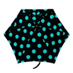 Polka Dots - Aqua Cyan on Black Mini Umbrella