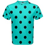 Polka Dots - Black on Bright Turquoise Men s Cotton Tee