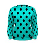 Polka Dots - Black on Bright Turquoise Women s Sweatshirt