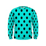 Polka Dots - Black on Bright Turquoise Kid s Sweatshirt