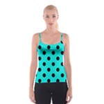 Polka Dots - Black on Bright Turquoise Spaghetti Strap Top