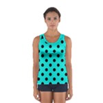 Polka Dots - Black on Bright Turquoise Women s Sport Tank Top
