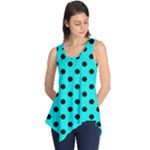 Polka Dots - Black on Bright Turquoise Sleeveless Tunic