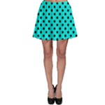 Polka Dots - Black on Bright Turquoise Skater Skirt