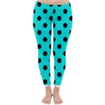 Polka Dots - Black on Bright Turquoise Winter Leggings