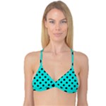 Polka Dots - Black on Bright Turquoise Reversible Tri Bikini Top