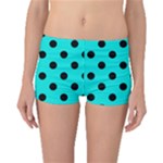 Polka Dots - Black on Bright Turquoise Boyleg Bikini Bottoms