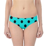 Polka Dots - Black on Bright Turquoise Hipster Bikini Bottoms