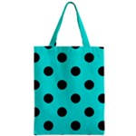 Polka Dots - Black on Bright Turquoise Zipper Classic Tote Bag