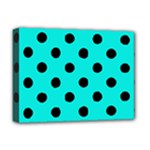 Polka Dots - Black on Bright Turquoise Deluxe Canvas 16  x 12  (Stretched)