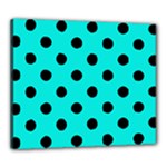 Polka Dots - Black on Bright Turquoise Canvas 24  x 20  (Stretched)