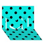 Polka Dots - Black on Bright Turquoise I Love You 3D Greeting Card (7x5)