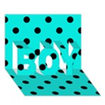 Polka Dots - Black on Bright Turquoise BOY 3D Greeting Card (7x5)