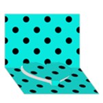Polka Dots - Black on Bright Turquoise Heart Bottom 3D Greeting Card (7x5)