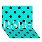 Polka Dots - Black on Bright Turquoise HOPE 3D Greeting Card (7x5)