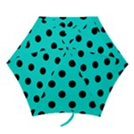 Polka Dots - Black on Bright Turquoise Mini Umbrella