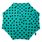 Polka Dots - Black on Bright Turquoise Hook Handle Umbrella (Medium)