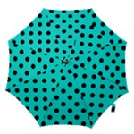 Polka Dots - Black on Bright Turquoise Hook Handle Umbrella (Large)