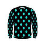 Polka Dots - Bright Turquoise on Black Kid s Sweatshirt