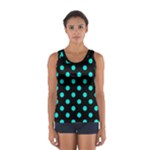 Polka Dots - Bright Turquoise on Black Women s Sport Tank Top