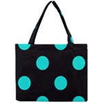 Polka Dots - Bright Turquoise on Black Mini Tote Bag