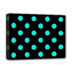 Polka Dots - Bright Turquoise on Black Deluxe Canvas 16  x 12  (Stretched)