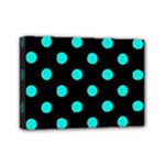 Polka Dots - Bright Turquoise on Black Mini Canvas 7  x 5  (Stretched)