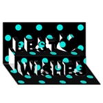 Polka Dots - Bright Turquoise on Black Best Wish 3D Greeting Card (8x4)