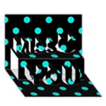 Polka Dots - Bright Turquoise on Black Miss You 3D Greeting Card (7x5)