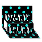 Polka Dots - Bright Turquoise on Black WORK HARD 3D Greeting Card (7x5)