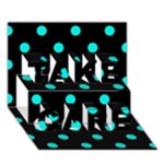Polka Dots - Bright Turquoise on Black TAKE CARE 3D Greeting Card (7x5)