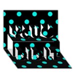 Polka Dots - Bright Turquoise on Black You Did It 3D Greeting Card (7x5)