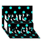 Polka Dots - Bright Turquoise on Black You Rock 3D Greeting Card (7x5)