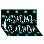 Polka Dots - Bright Turquoise on Black Congrats Graduate 3D Greeting Card (8x4)