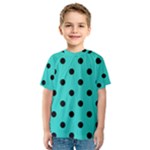 Polka Dots - Black on Turquoise Kid s Sport Mesh Tee