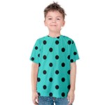 Polka Dots - Black on Turquoise Kid s Cotton Tee