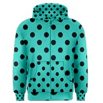 Polka Dots - Black on Turquoise Men s Zipper Hoodie
