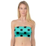Polka Dots - Black on Turquoise Bandeau Top