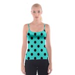 Polka Dots - Black on Turquoise Spaghetti Strap Top