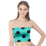 Polka Dots - Black on Turquoise Tube Top