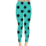 Polka Dots - Black on Turquoise Women s Leggings