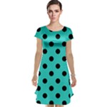 Polka Dots - Black on Turquoise Cap Sleeve Nightdress