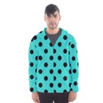 Polka Dots - Black on Turquoise Hooded Wind Breaker (Men)