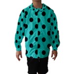 Polka Dots - Black on Turquoise Hooded Wind Breaker (Kids)